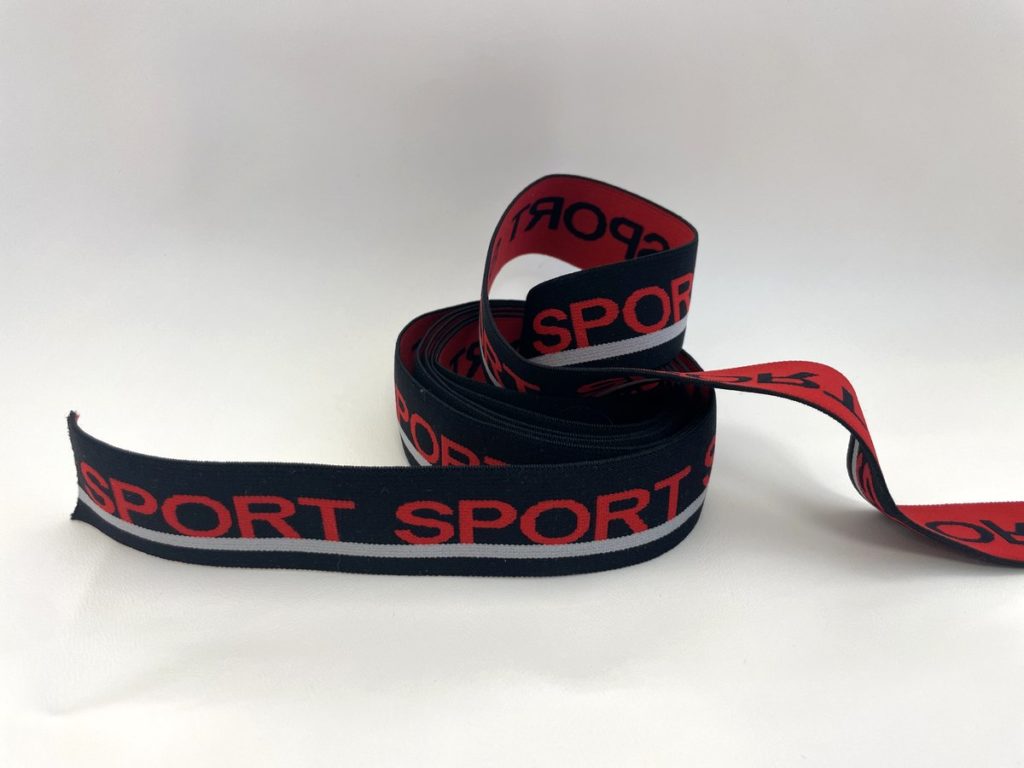 Elastisches Jacquard-Band Sport rot und schwarz MJE3185