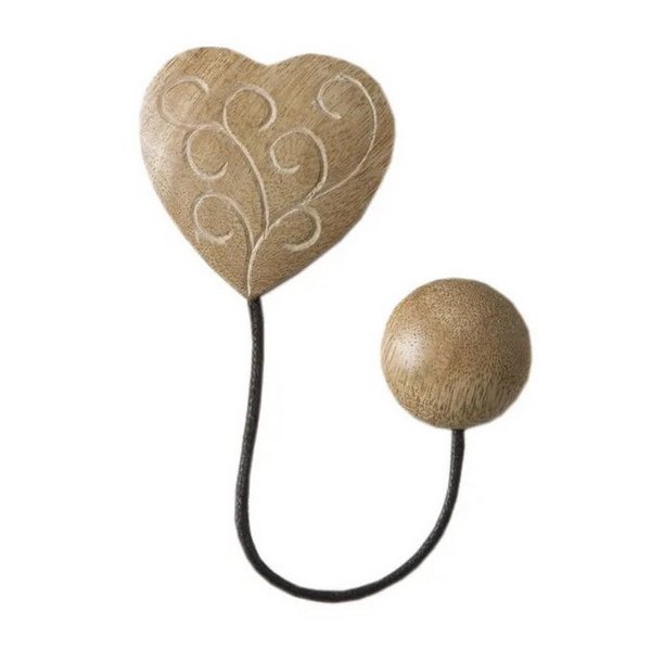 Embrasse de rideau avec coeur en bois