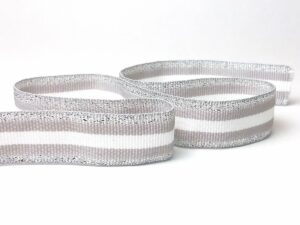 Ruban gros grain blanc et gris avec Lurex® argenté - RRM 2293-30