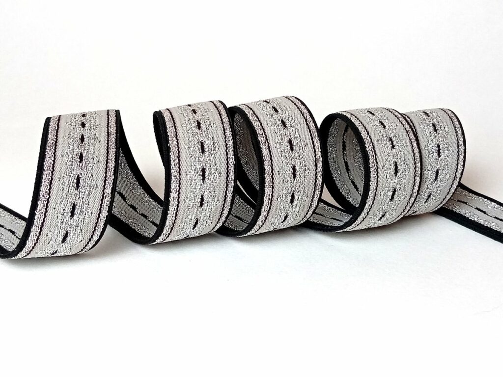 Elastisches Jacquardband mit silbernem Lurex® - 20mm - MJE3089/20 