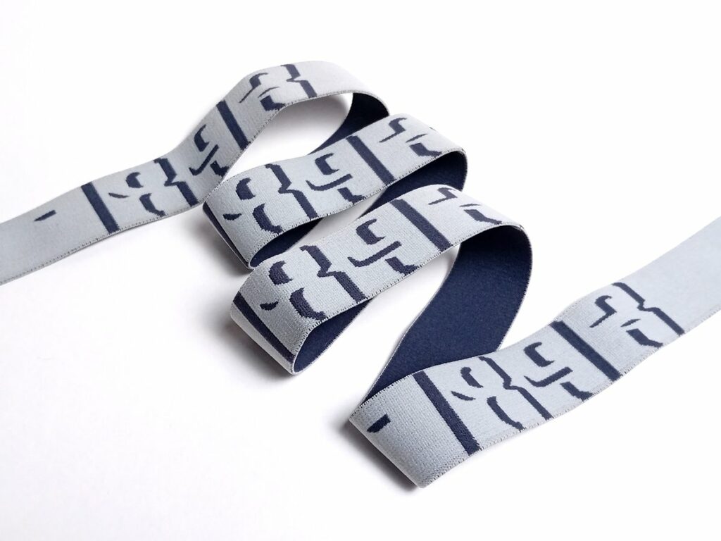 30mm grey jacquard elastic ribbon with pattern 7893 - MJE3212/30