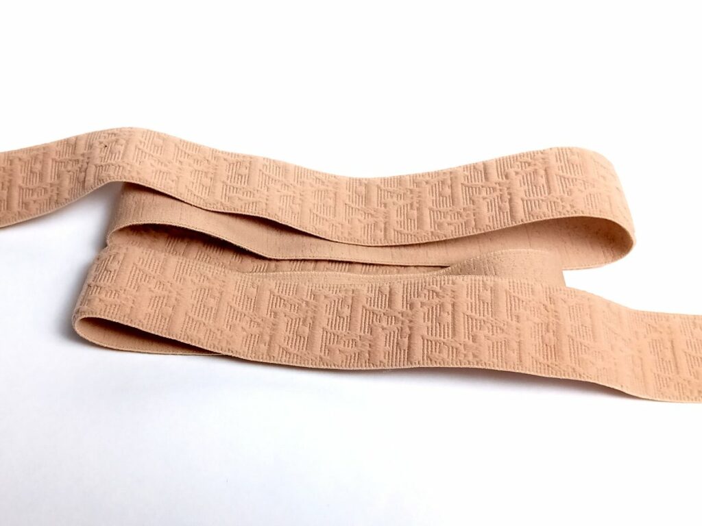 20mm beige jacquard elastic ribbon with patterns - MJE3073/20